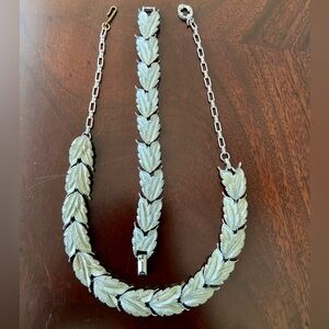 Vintage Star Custom Set Silver tone Leaf Links 17”Necklace and 7-7.5 “Bracelet